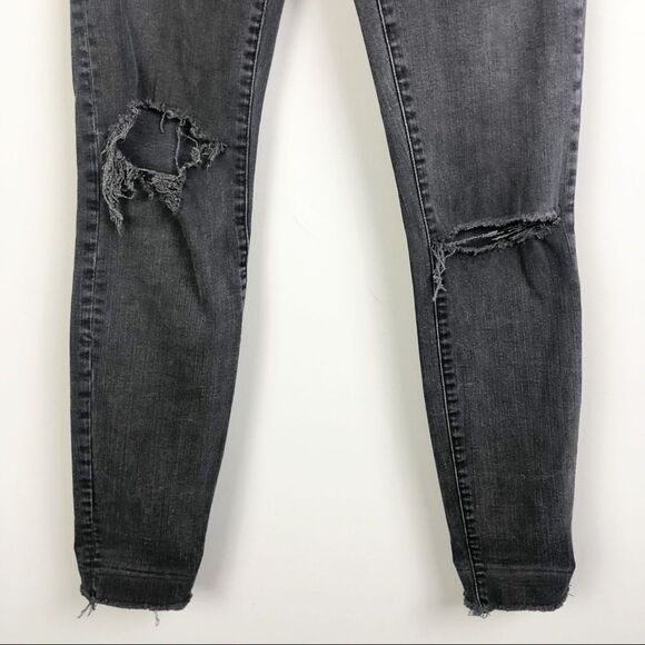 MADEWELL | 9” High Rise Skinny Jeans Black Gray Distressed Denim Women’s Size 27 - Picture 5 of 11